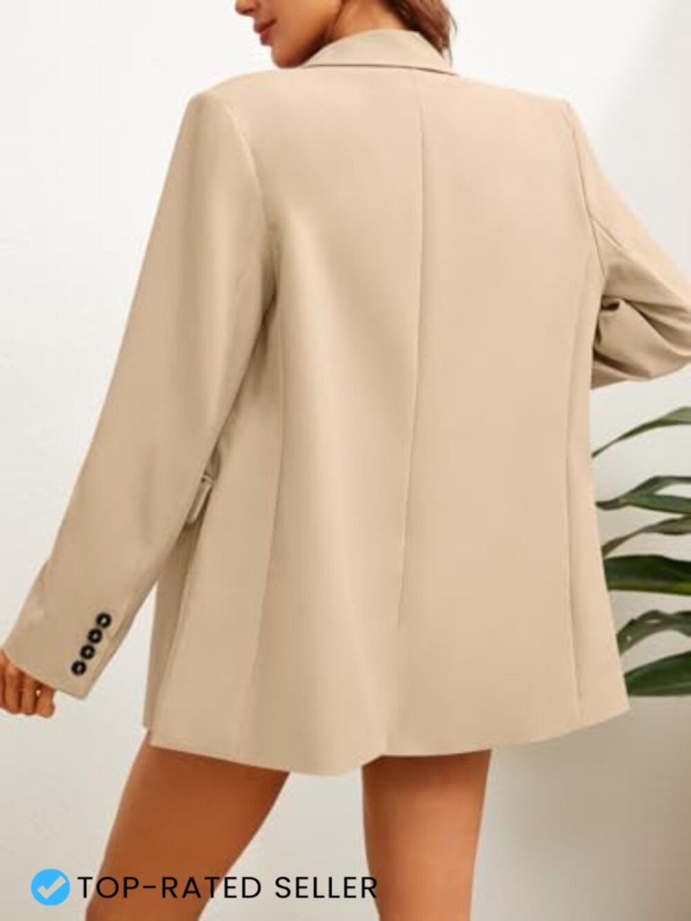 Oversized Blazer Suit Jacket Long Sleeve Lapel Button Work Office Chic - Picture 3 of 7